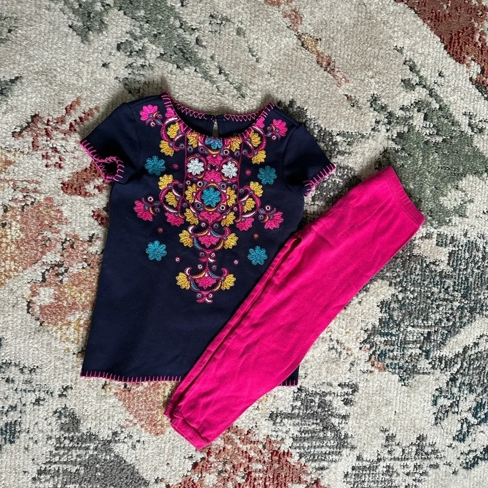 Osh Kosh Genuine Kid Embroidered Tunic Dress + Carter’s Bottoms Girl 4T Boho